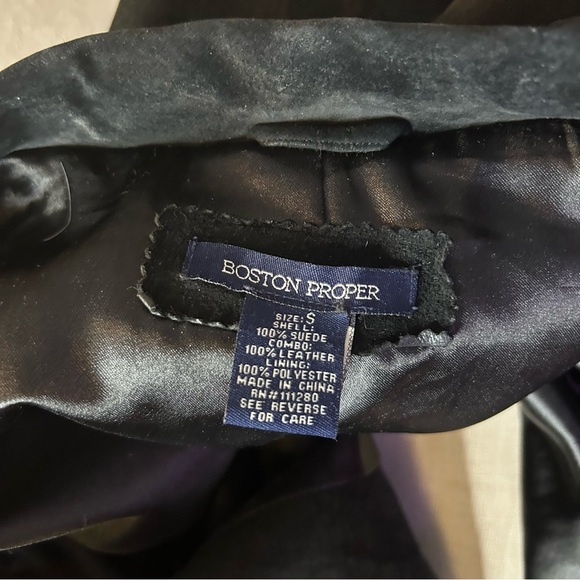 Elegant Black and White Women's Coat Boston Proper S leather coat - Picture 12 of 12